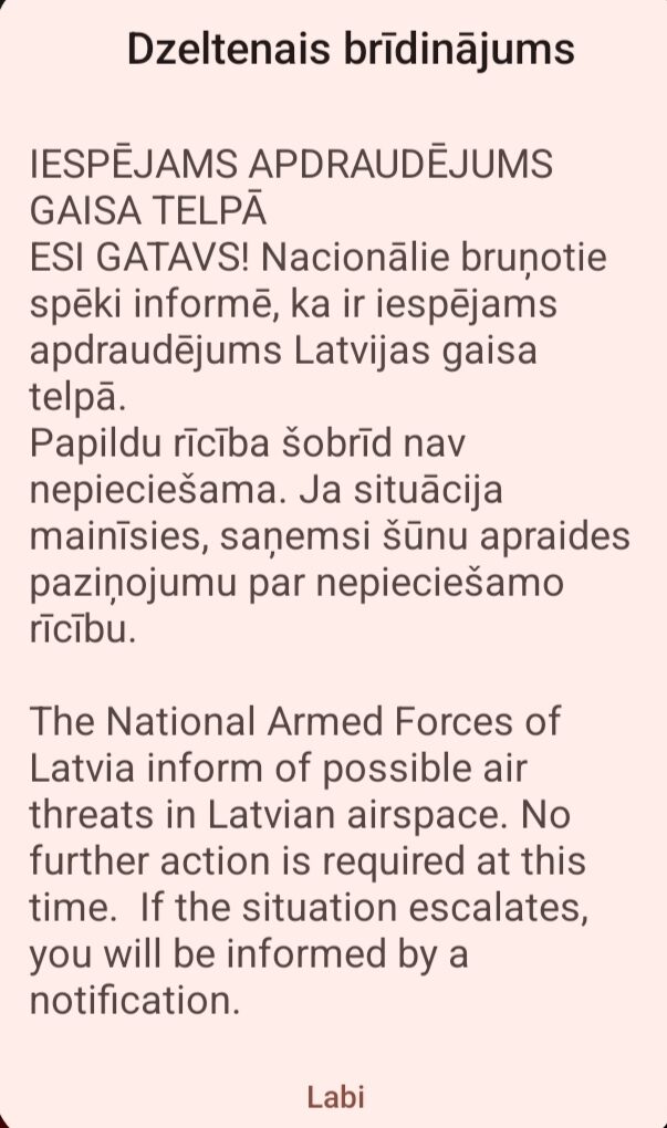 Ludzas novada iedzīvotāji naktī uz 1.septembri saņem dzelteno šūnapraides brīdinājumu